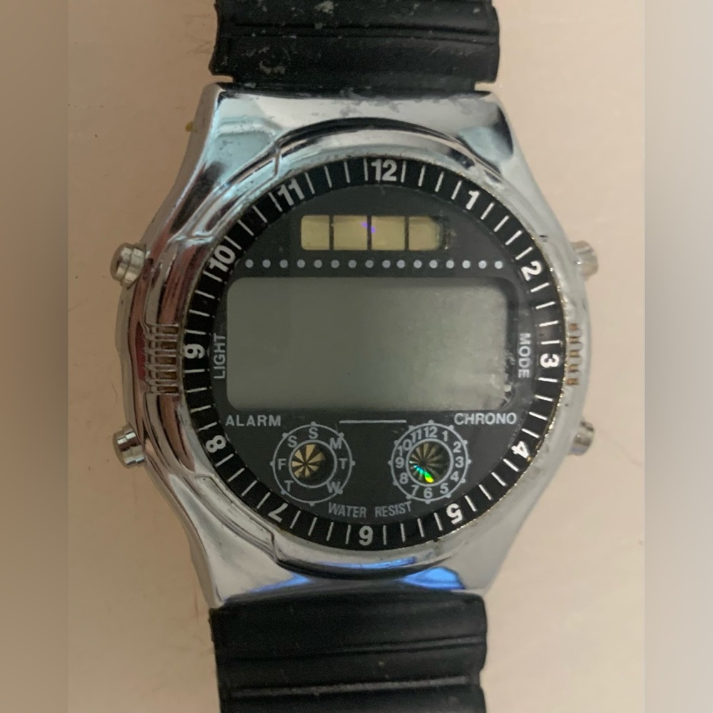 Silver Digital Sports Watch - Black Band